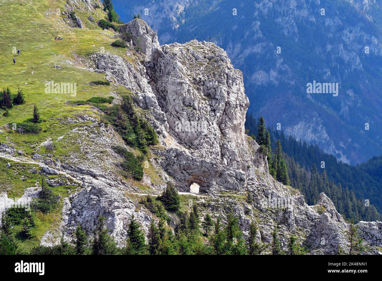 Austria, Rax mountain in Lower Austria, footpath along rocks and ...