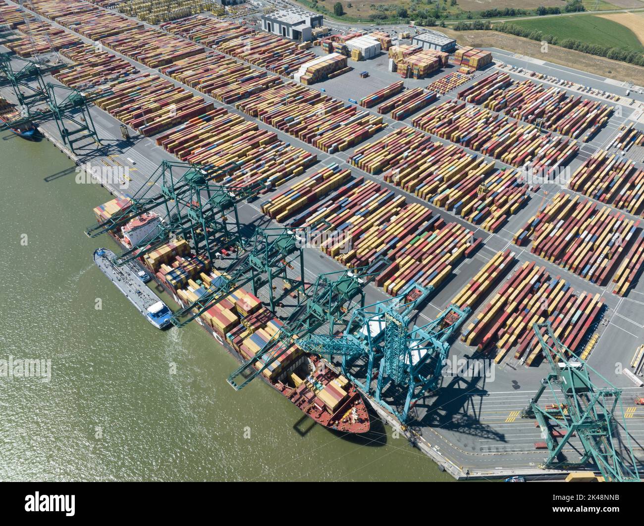 Antwerpen, 9th of August 2022, Belgium. The Port of Antwerp largest seaport in Belgium second