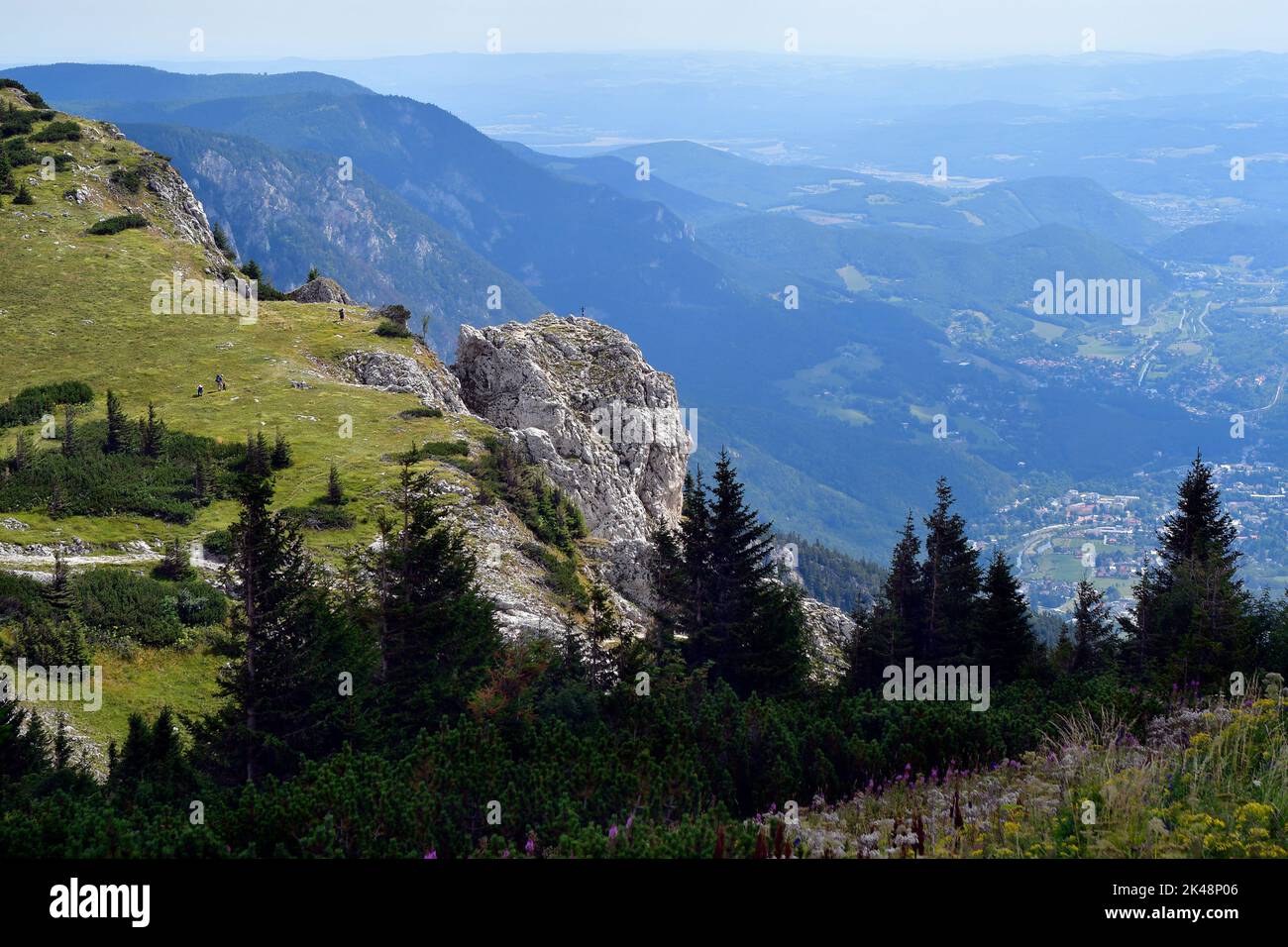 Austria, Rax mountain in Lower Austria with view over the so-called Vienna Basin Stock Photo