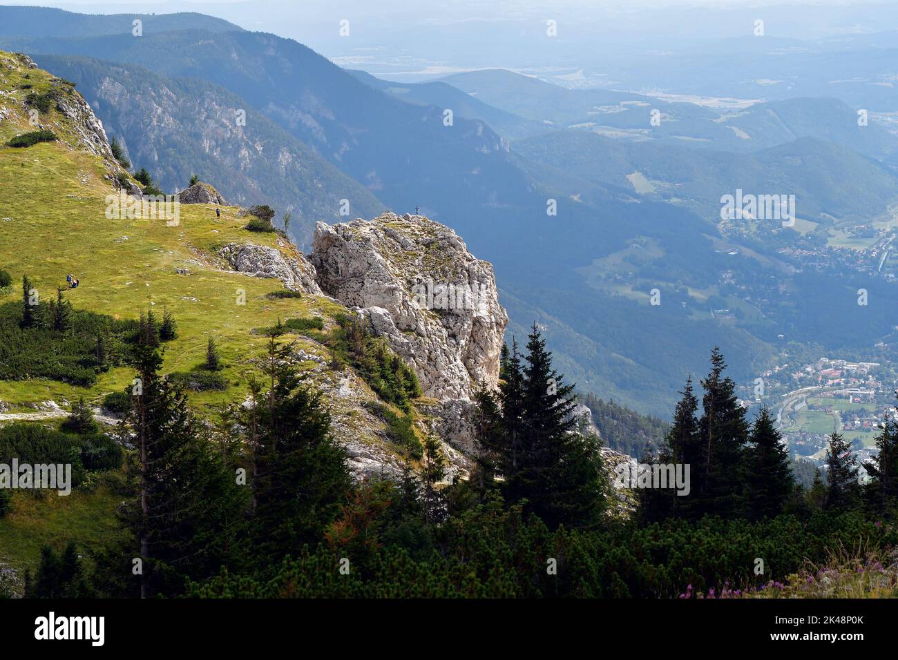 Austria, Rax mountain in Lower Austria with view over the so-called Vienna Basin Stock Photo