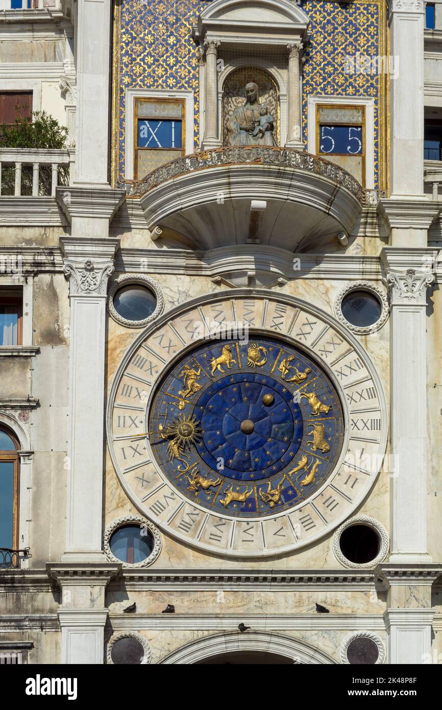 VENICE, ITALY - OCTOBER 12 : St Marks Clock tower in Venice on October 12, 2014 Stock Photo