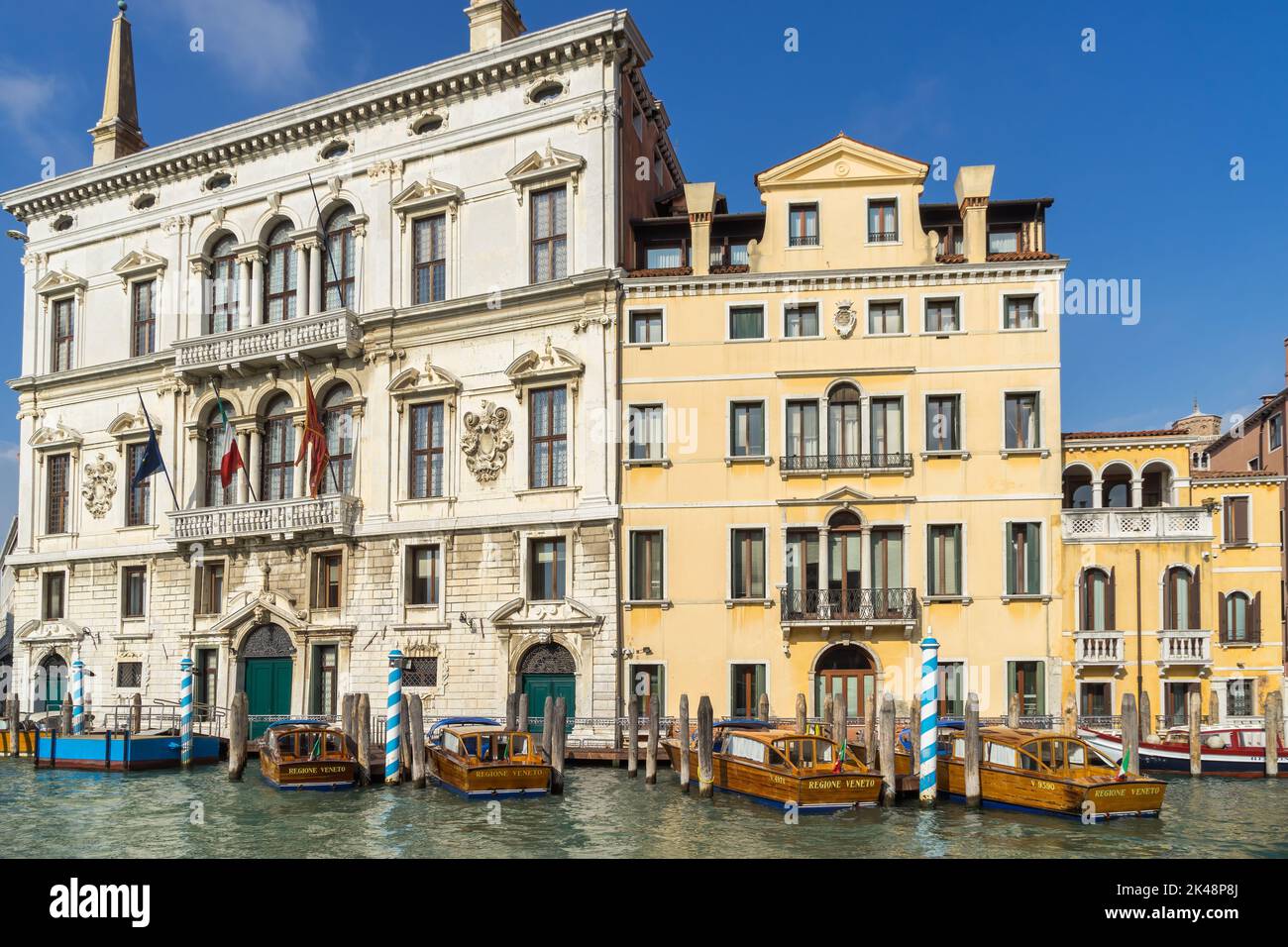 VENICE, ITALY - OCTOBER 12 : Motor launches moored in Venice on October 12, 2014 Stock Photo