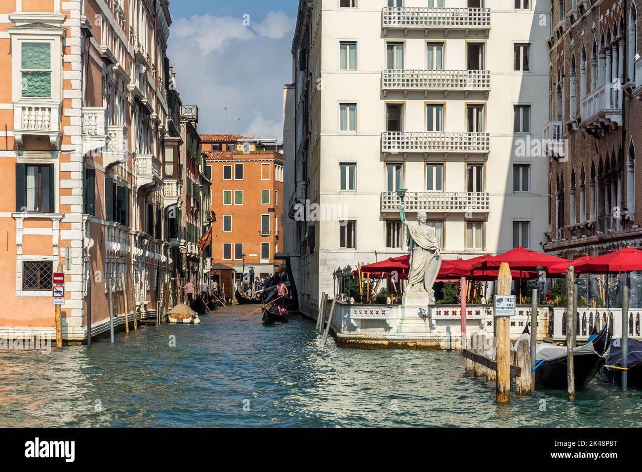 VENICE, ITALY - OCTOBER 12 : Typical canal scene in Venice on October 12, 2014. Unidentified people Stock Photo