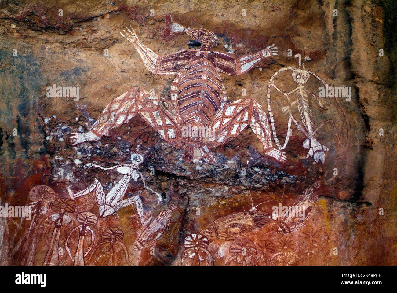 Australia, Aborigene Rock Paintings in Kakadu National Park, Northern Territory Stock Photo