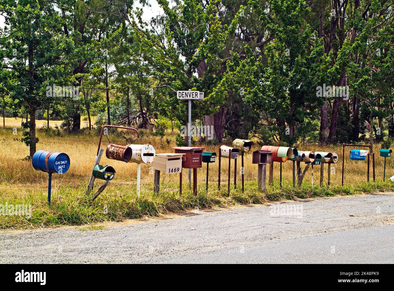 Australia, different mail boxes on a road in Victoria Stock Photo