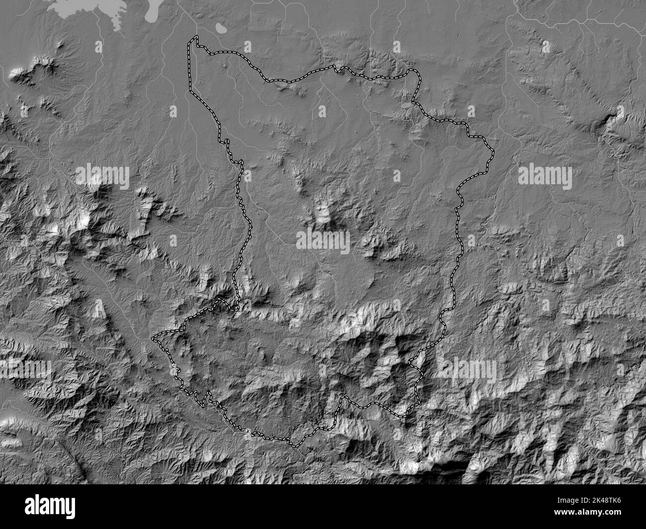 Dajabon, province of Dominican Republic. Bilevel elevation map with
