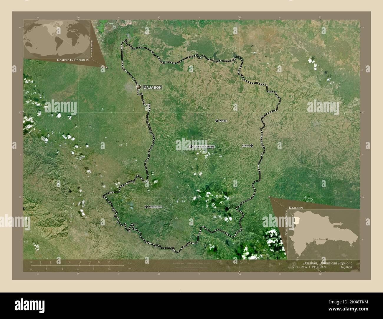 Dajabon, province of Dominican Republic. High resolution satellite map