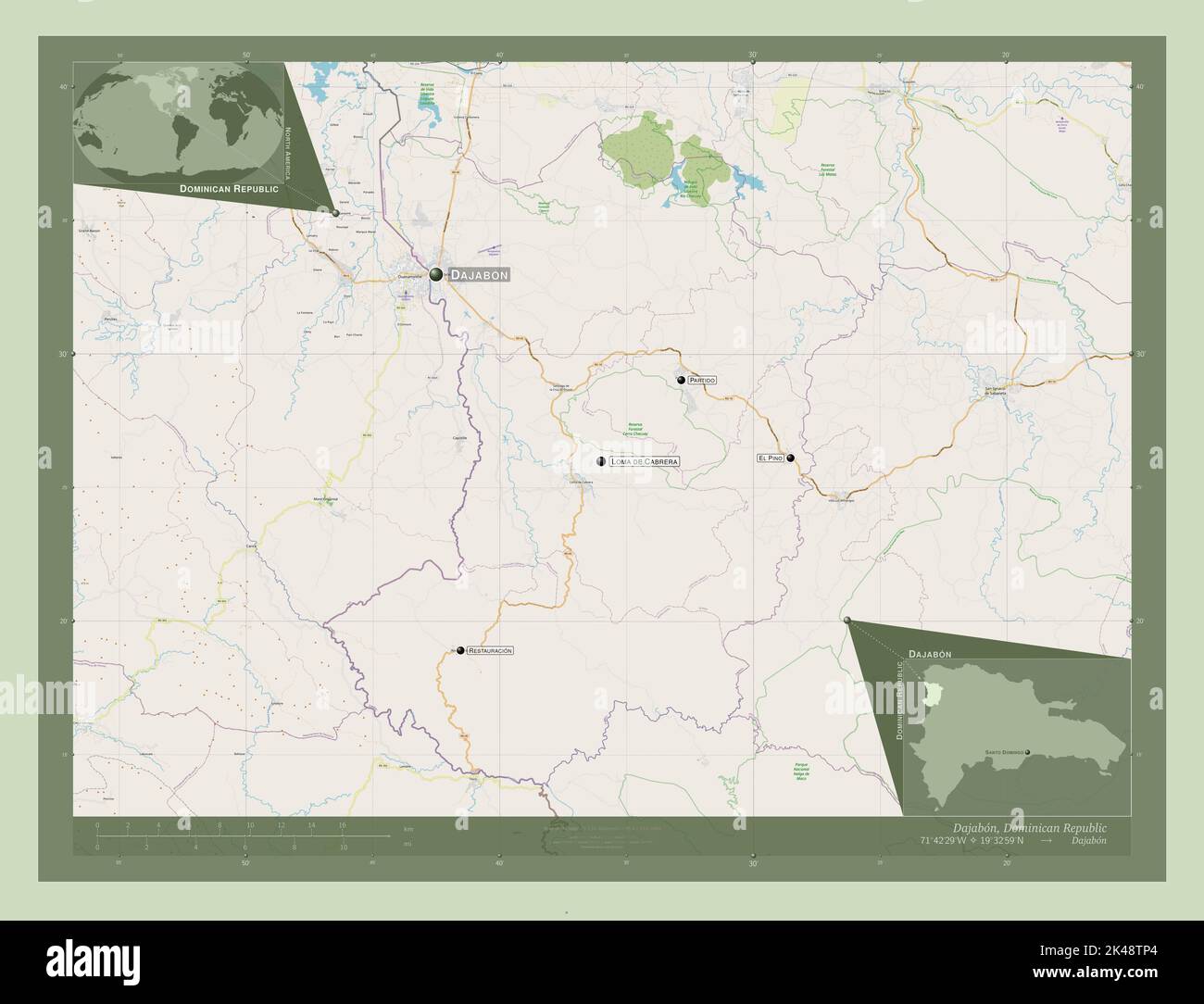 Dajabon, province of Dominican Republic. Open Street Map. Locations and