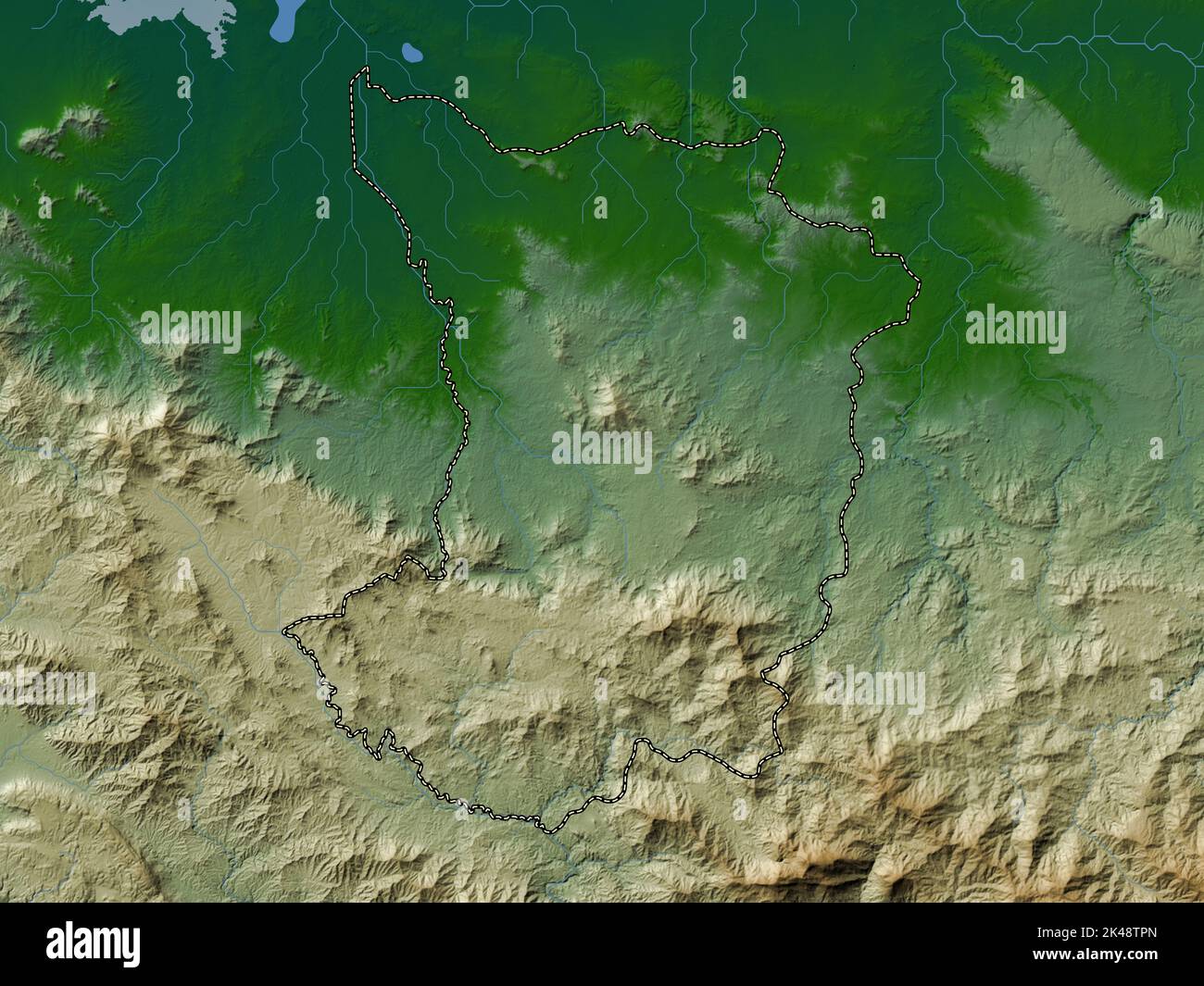 Dajabon, province of Dominican Republic. Colored elevation map with