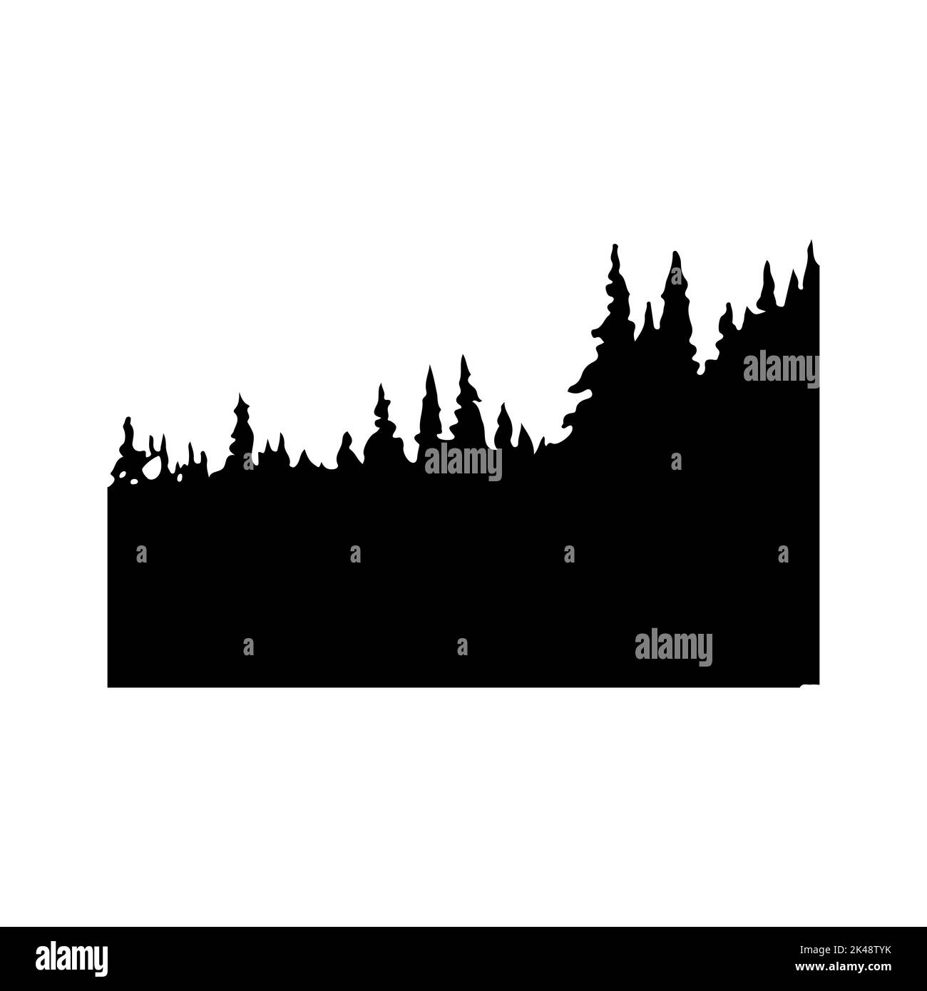 Forest silhouette background. Vector Seamless hand drawn forest Stock ...
