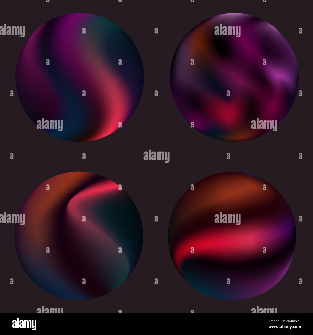 A set of circular gradients. Multicolored purple sphere. Modern ...