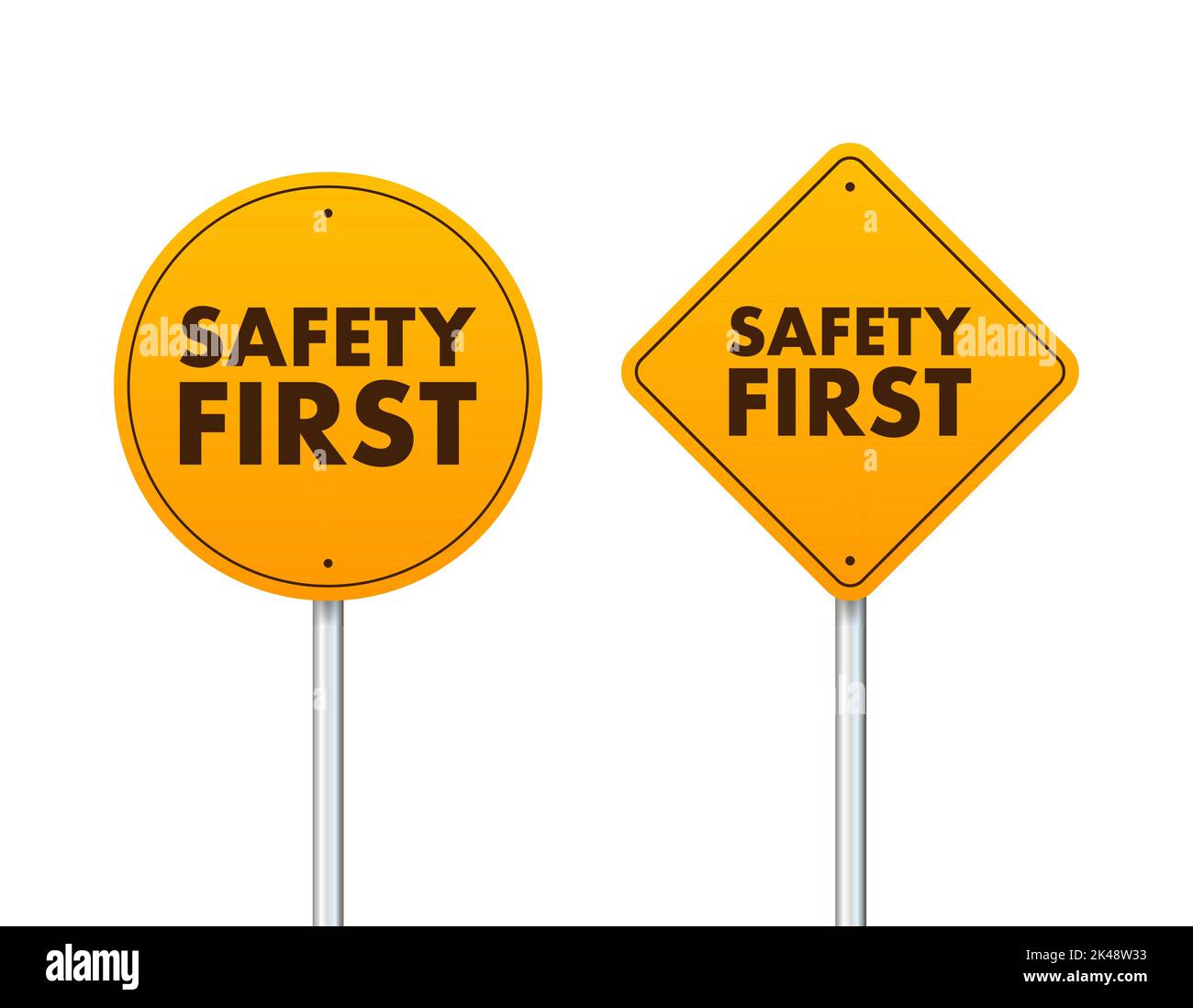 Safety First shield sign. Health and safety. Vector stock illustration