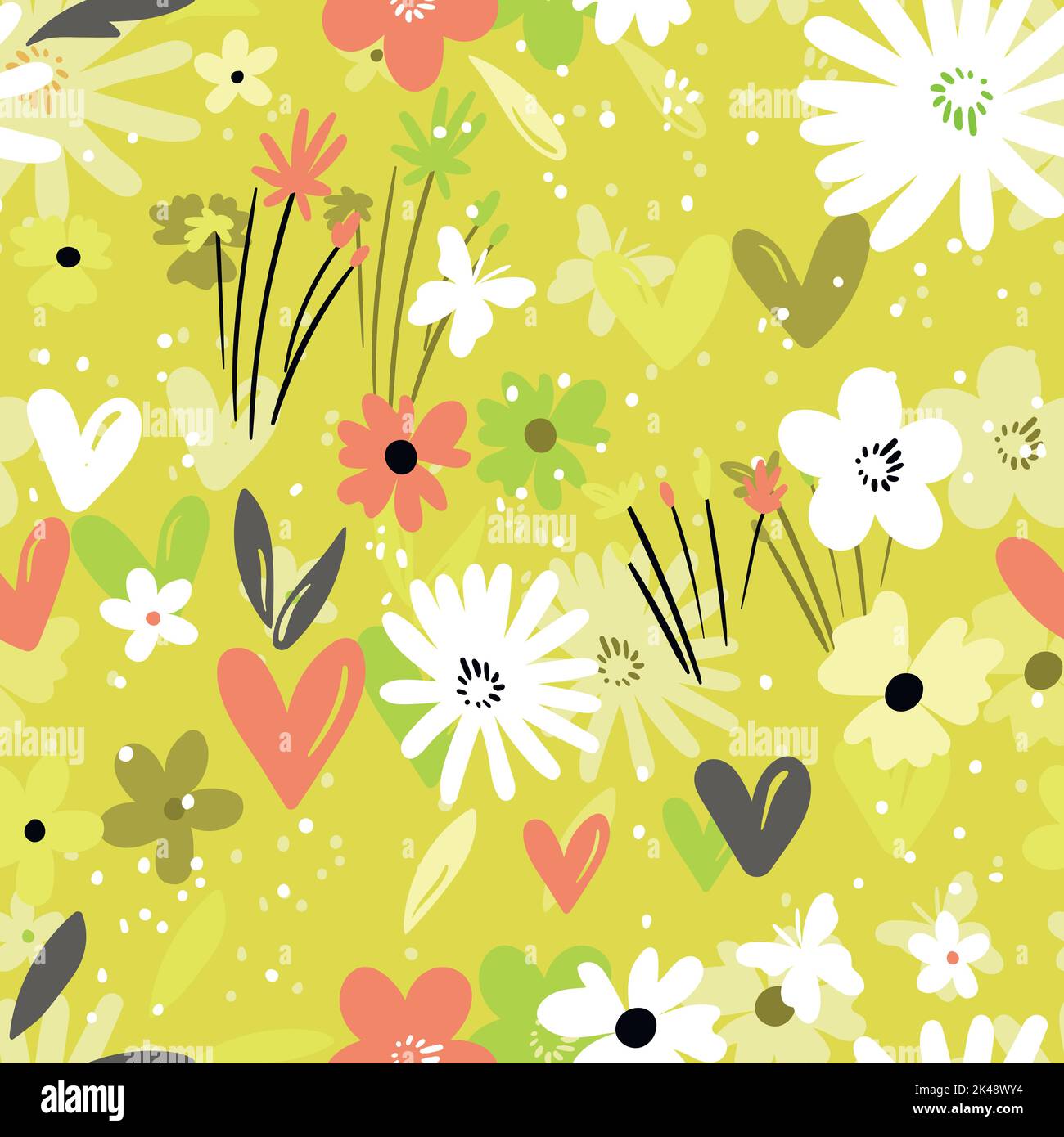 Seamless floral pattern based on traditional folk art ornaments ...