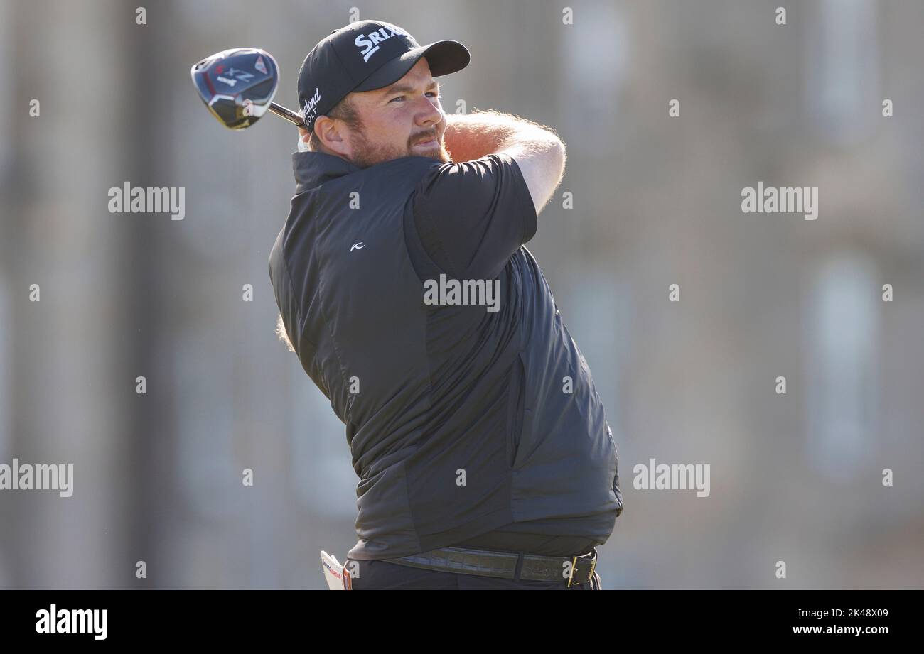 Shane Lowry on the 1st tee during day three of the Alfred Dunhill Links Championship 2022 at St Andrews. Picture date: Saturday October 1, 2022. Stock Photo