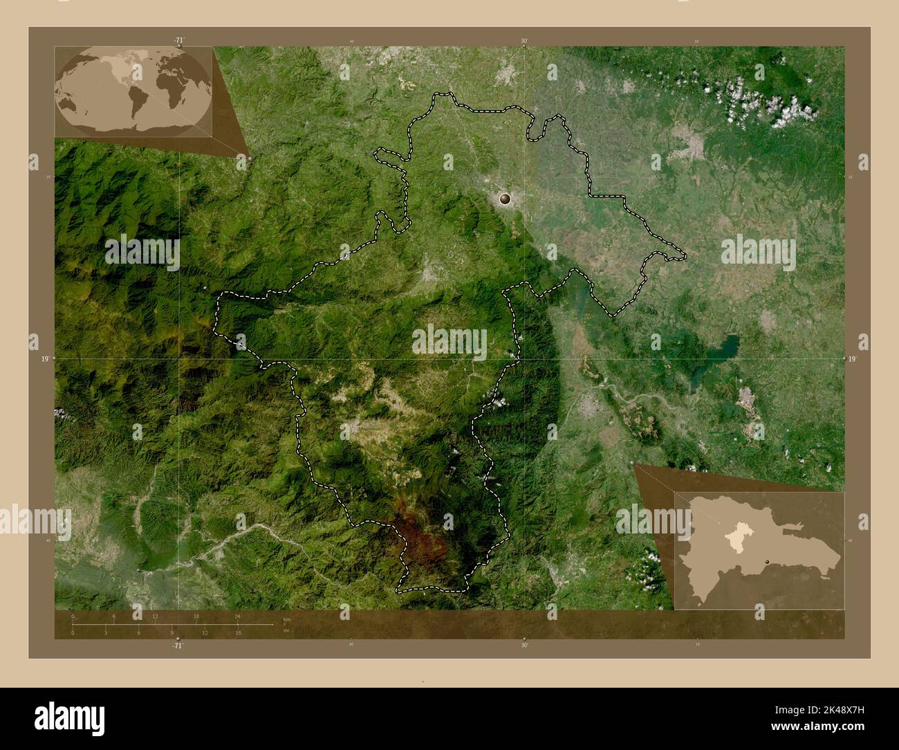 La Vega, province of Dominican Republic. Low resolution satellite map
