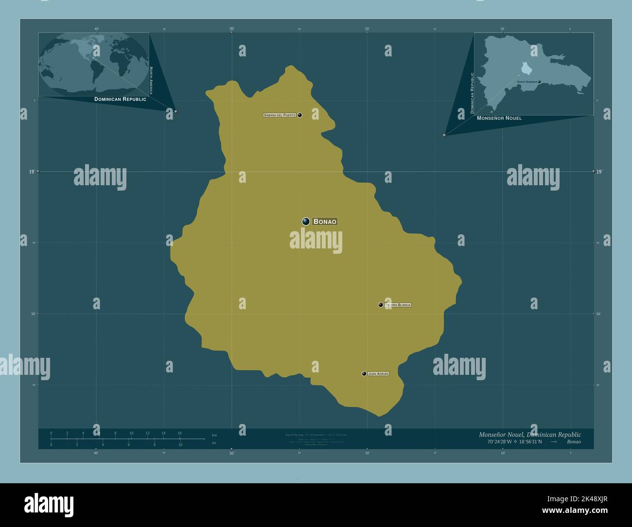 Monsenor Nouel, province of Dominican Republic. Solid color shape