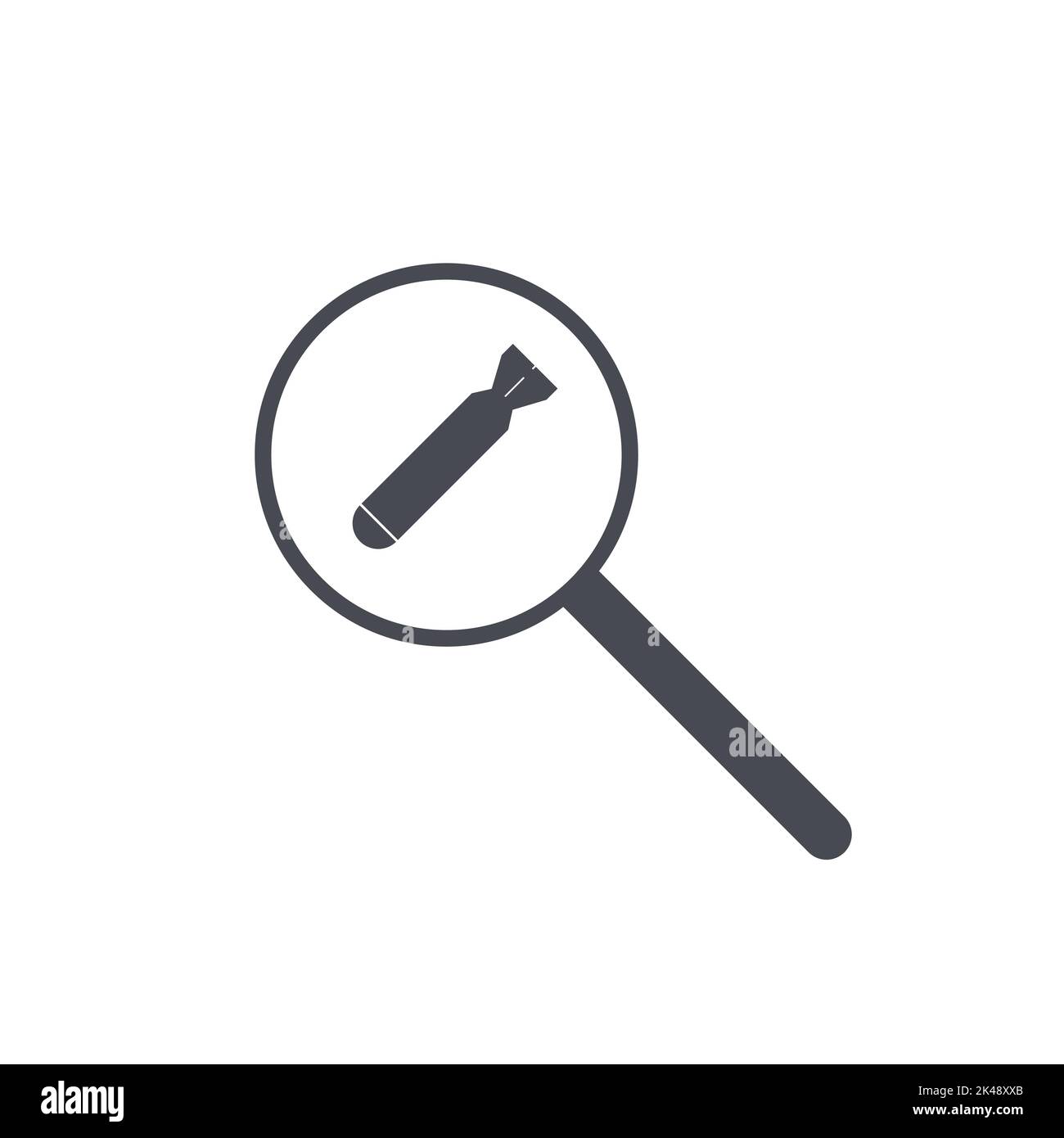 Rocket drop location icon. Potential danger icon Stock Vector