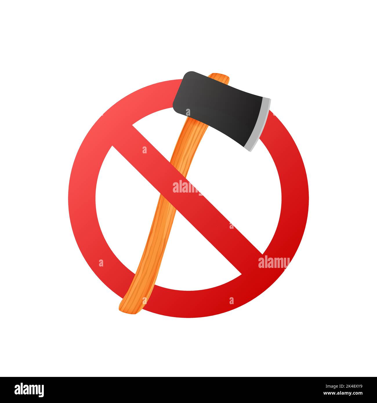 Do not cut down tree sign. Agricultural tools. Vector stock