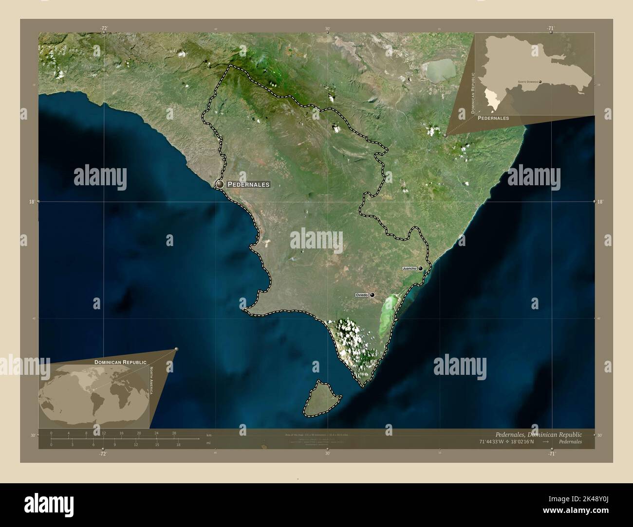 Pedernales, province of Dominican Republic. High resolution satellite