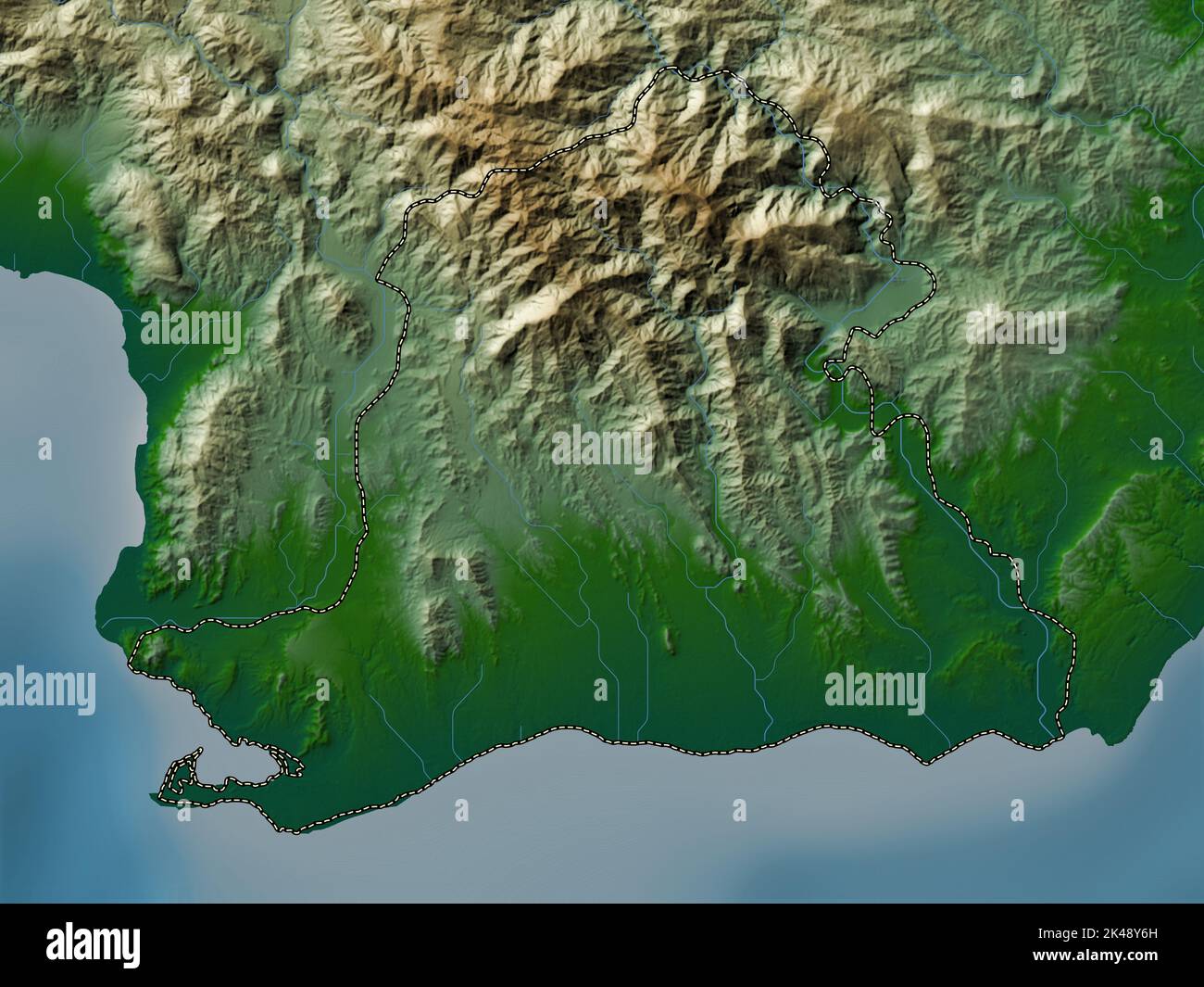 Peravia Peravia, province of Dominican Republic. Colored elevation map with ...