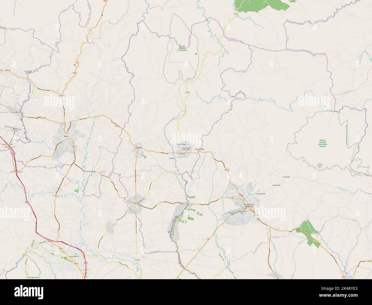 Salcedo, province of Dominican Republic. Open Street Map Stock Photo