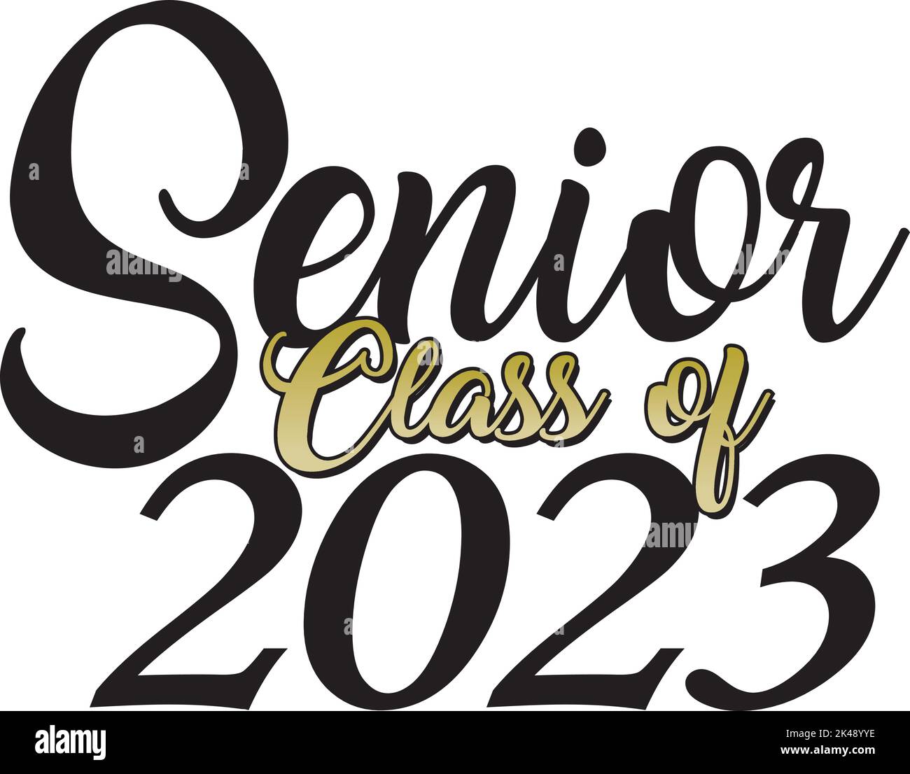 Senior class of 2023 gold script Stock Vector