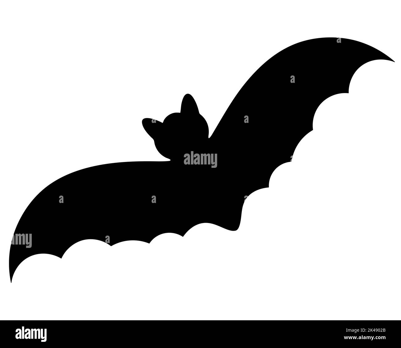Bat. Silhouette. Vector illustration. Isolated white background. Flat style. Halloween symbol. Vampire animal. A blood-sucking mammal. All Saints Day. Stock Vector