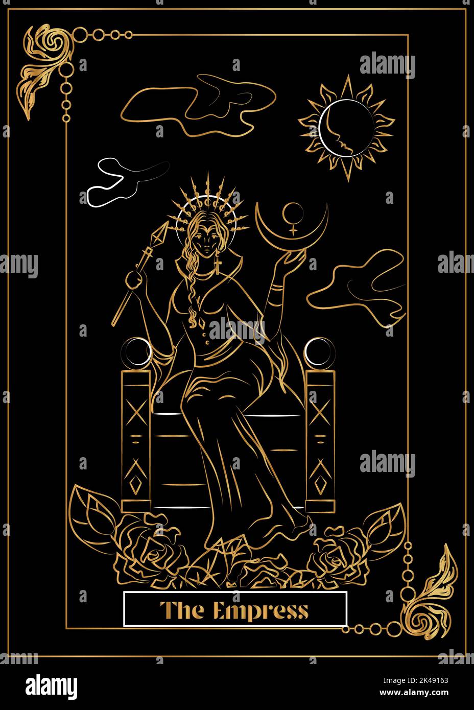 the illustration - card for tarot - The Empress. Stock Vector