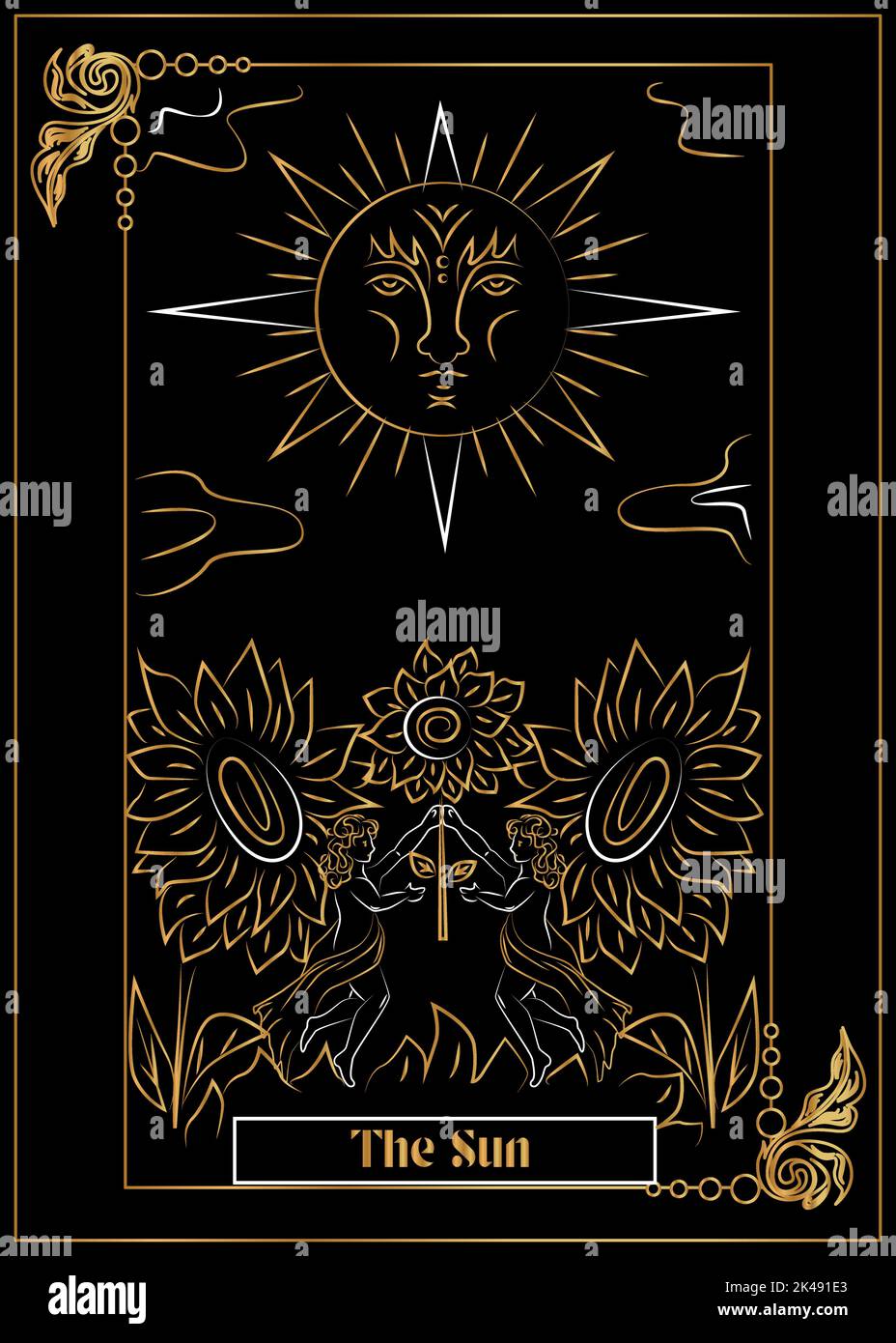 the illustration - card for tarot - The Sun. Stock Vector