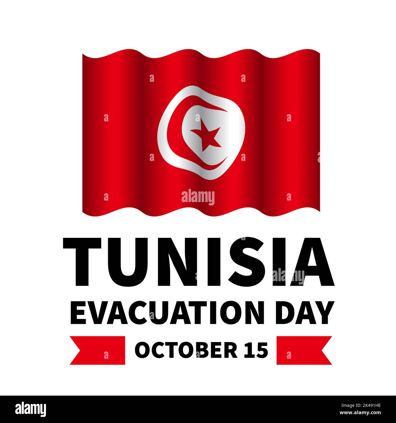 Tunisia Evacuation Day typography poster. Holiday celebrated on October