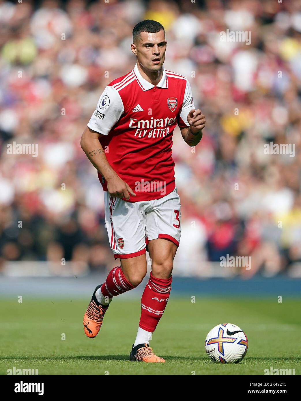 Arsenal’s Granit Xhaka during the Premier League match at the Emirates Stadium, London. Picture date: Saturday October 1, 2022. Stock Photo