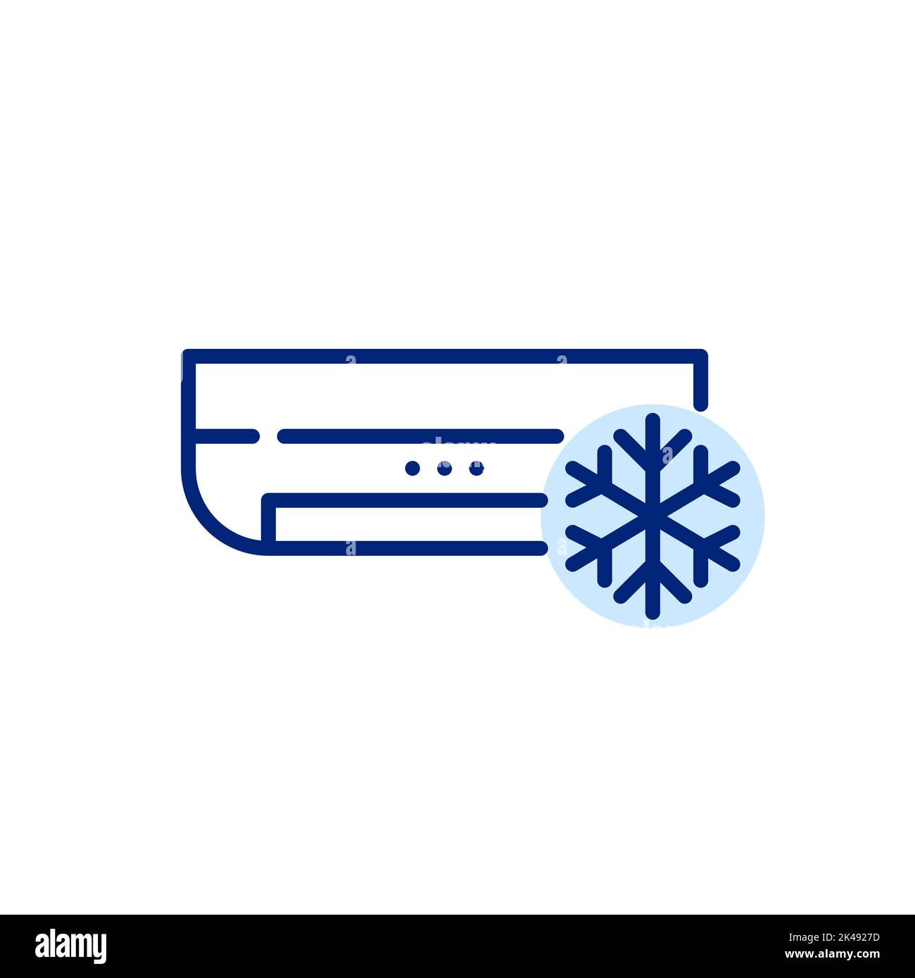 Air conditioning unit working in cooling mode. Pixel perfect, editable stroke line icon Stock