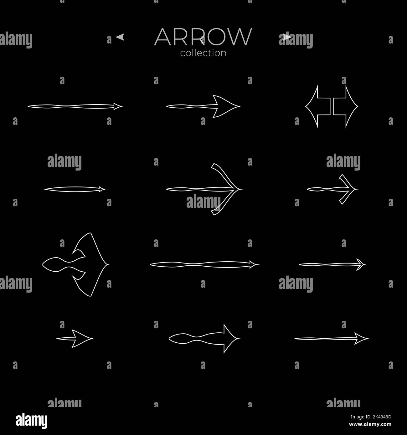Thin Line Icons. Linear Arrow icons set. Arrow basic UI elements. For Web Graphics. Vector illustration Stock Vector