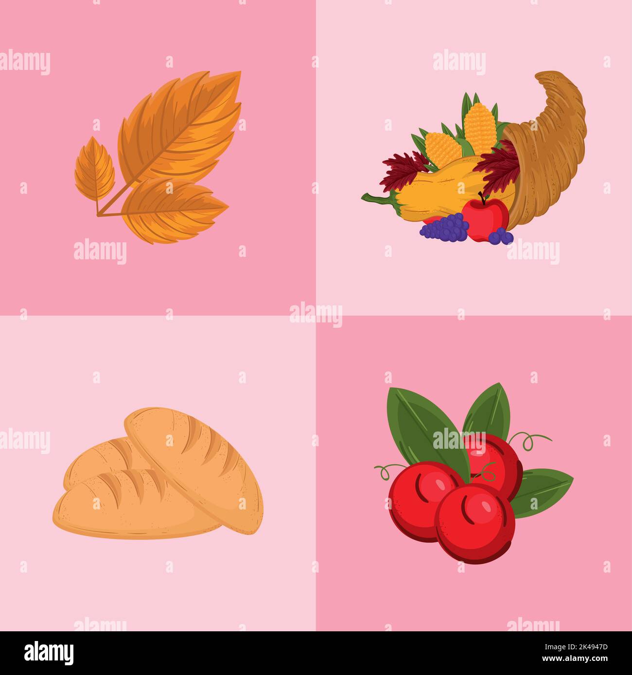 Thanksgiving cornucopia icons set Stock Vector Images - Alamy