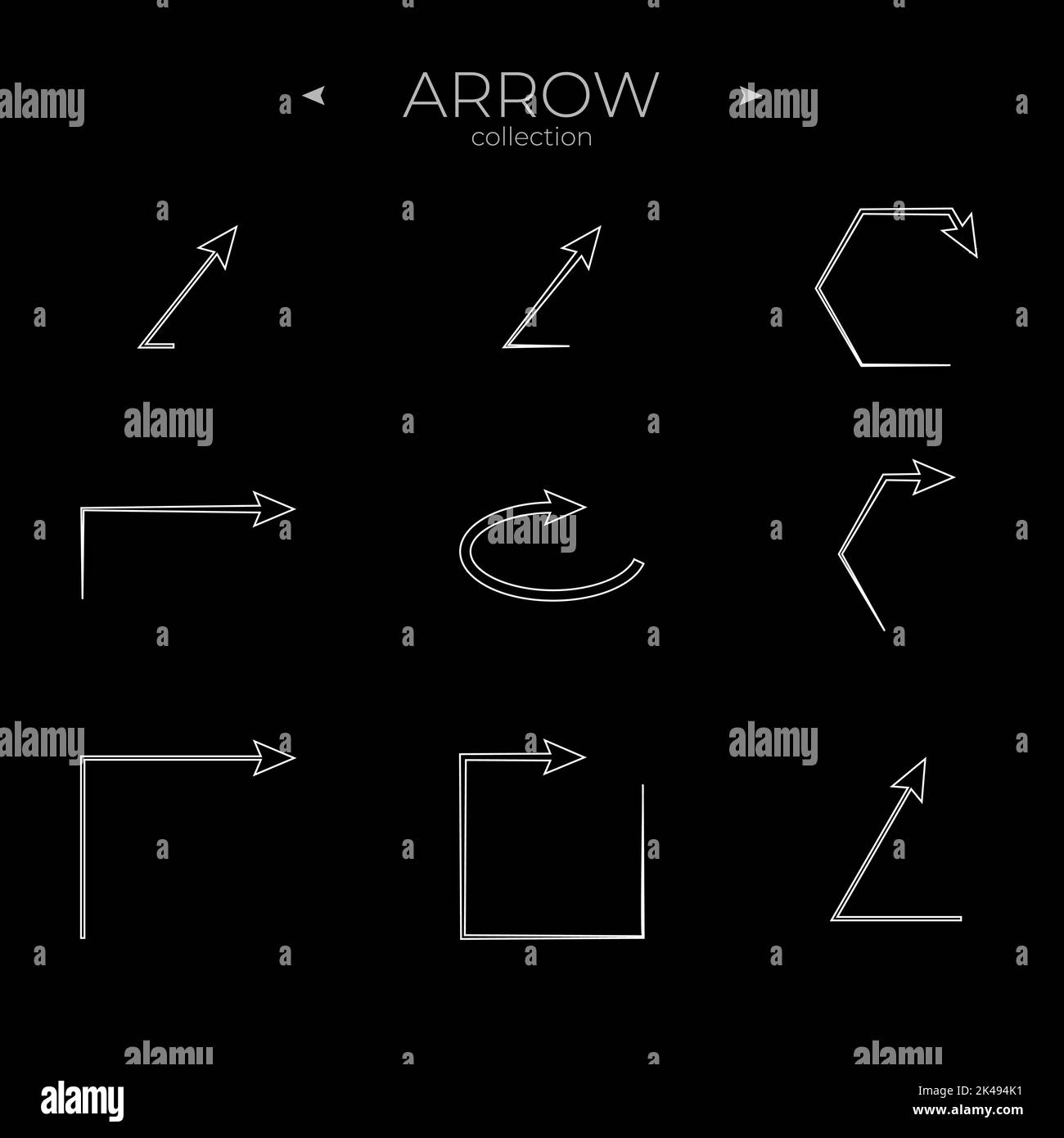 Simple set of arrow icons. Arrow vector icon set. Thin line style. Web ...