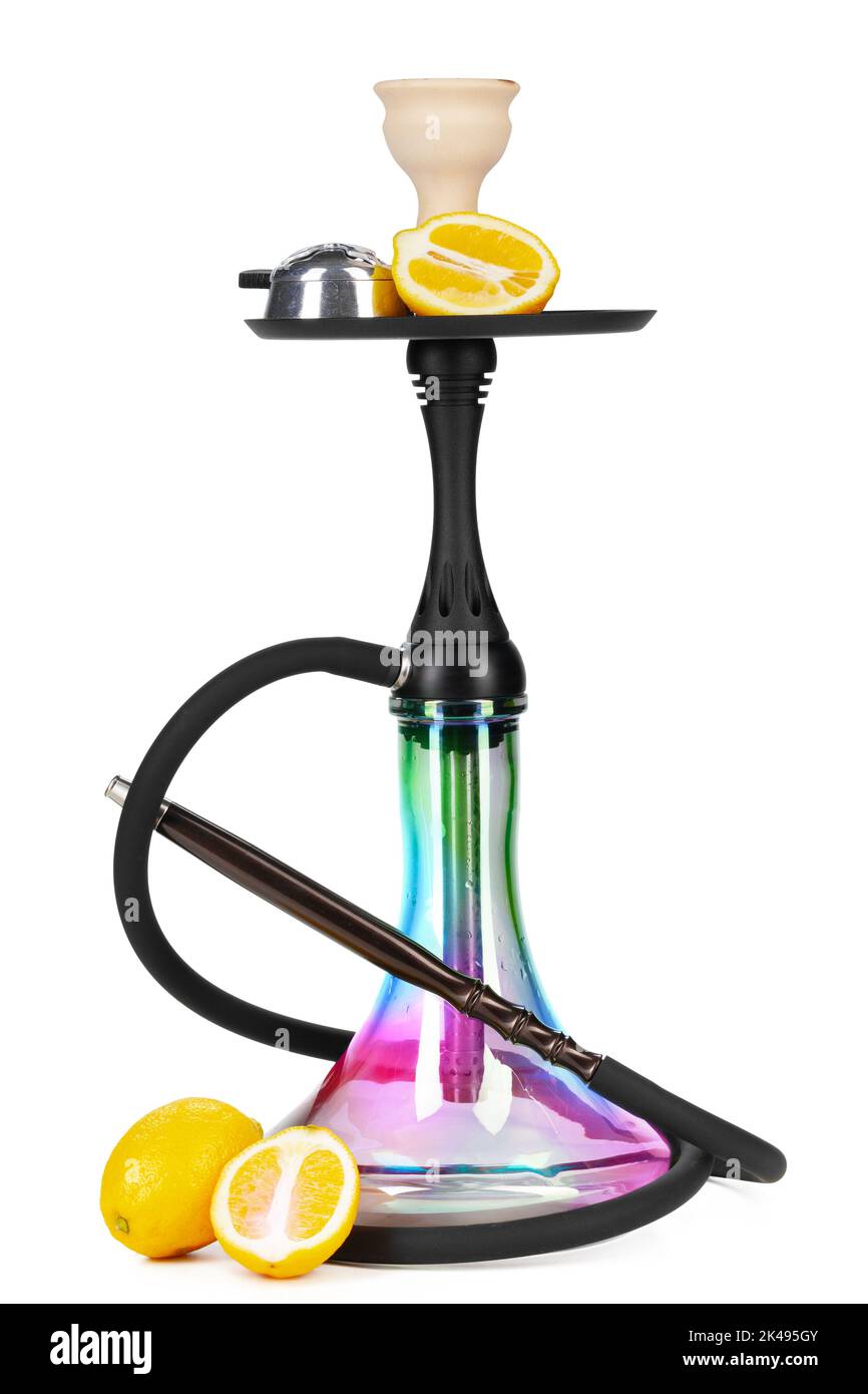 Hookah with fruits isolated on white background Stock Photo - Alamy