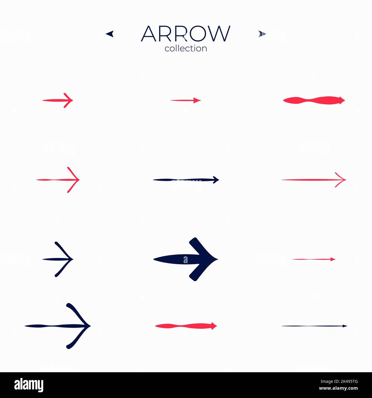 Line Arrow icon set. Smooth arrow symbol collection. Thin line style ...