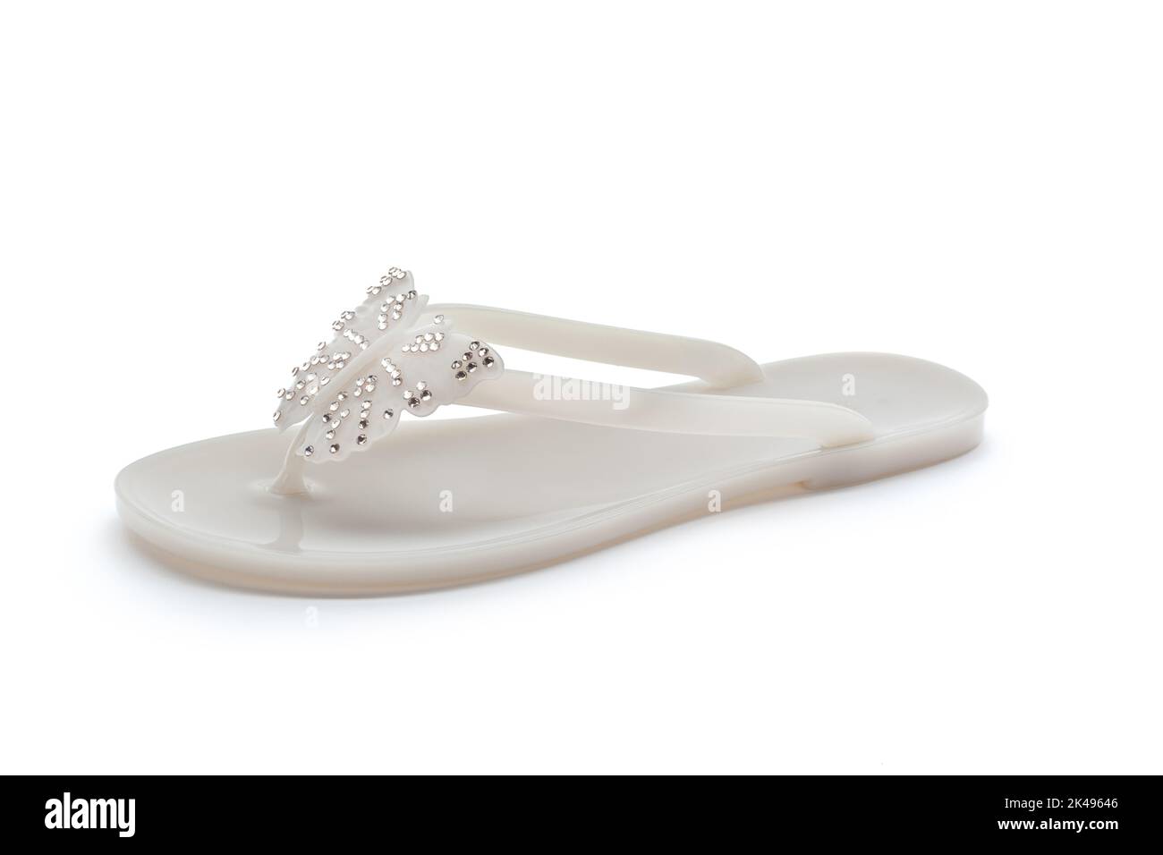 Female summer flat shoes isolated on white background Stock Photo - Alamy