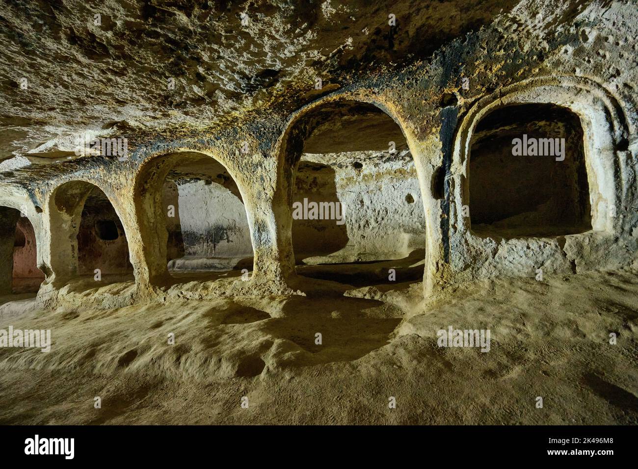 cave dwellings in Keslik Monastery, Cappadocia, Anatolia, Turkey Stock Photo