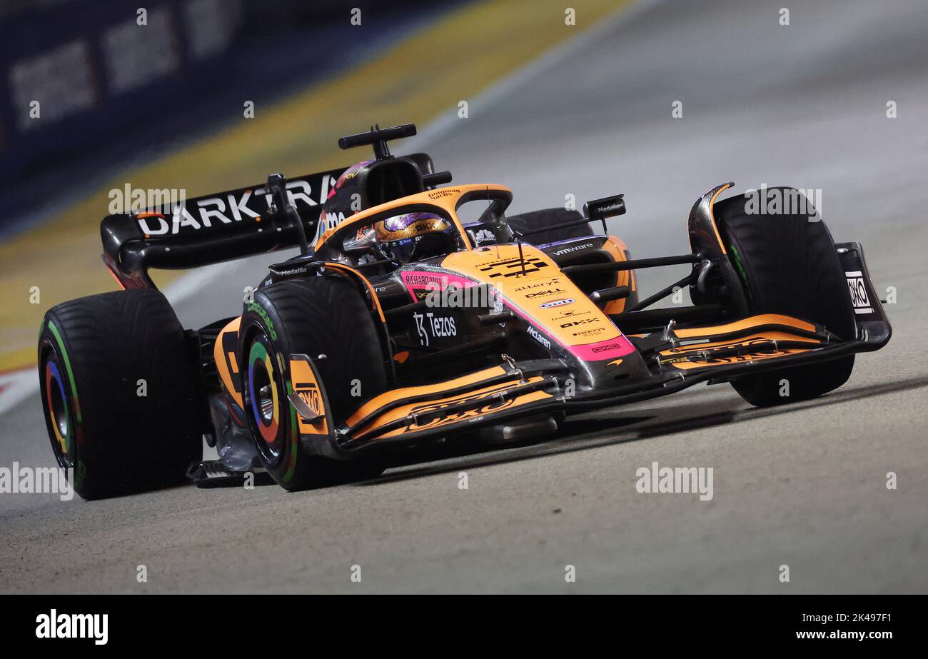 Formula One F1 - Singapore Grand Prix - Marina Bay Street Circuit, Singapore - October 1, 2022 McLaren's Daniel Ricciardo in action during qualifying REUTERS/Edgar Su Stock Photo