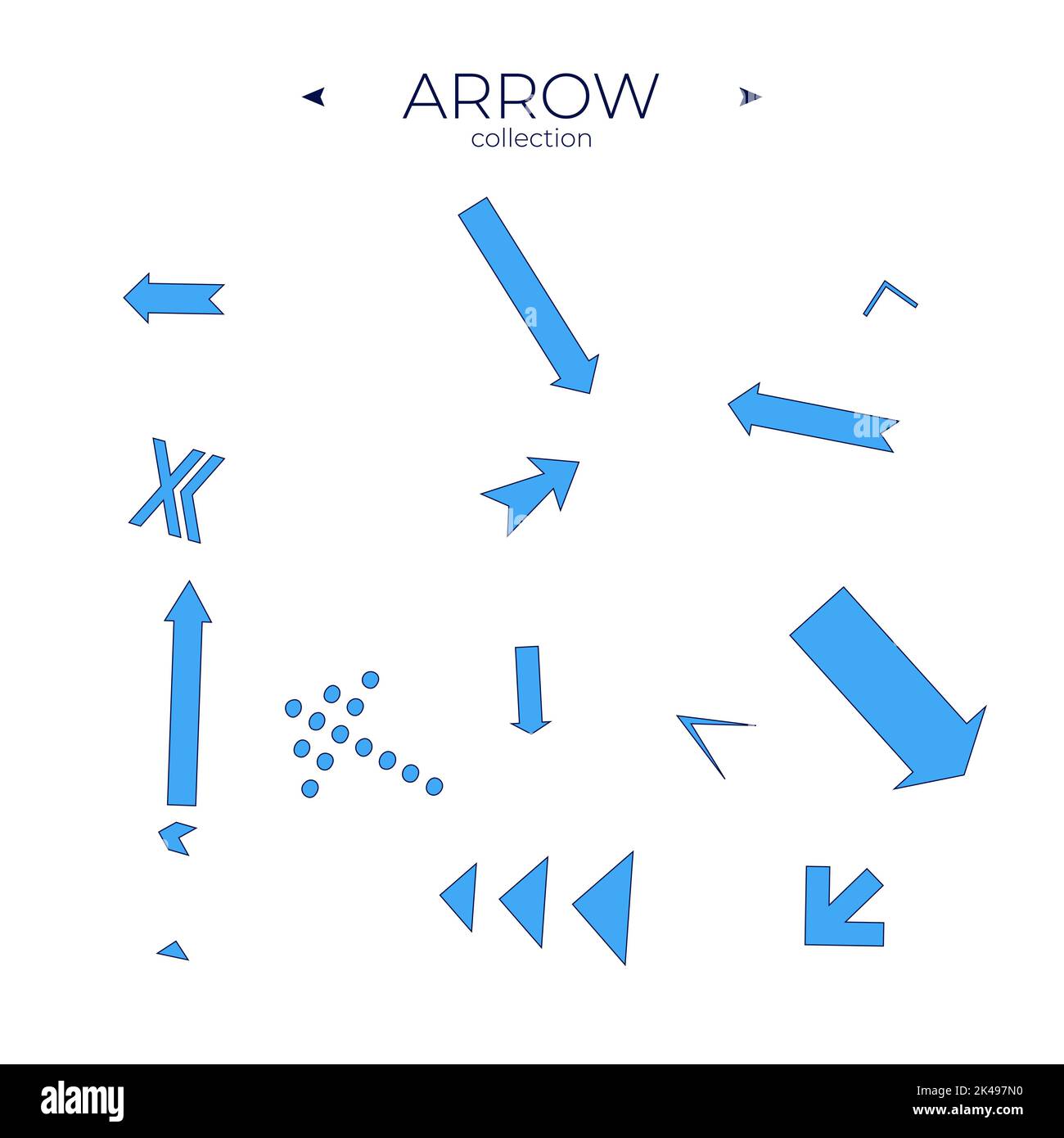 Set of arrows. Collection in color. Direction arrows. Symbol set. Arrows Isolated Stock Vector