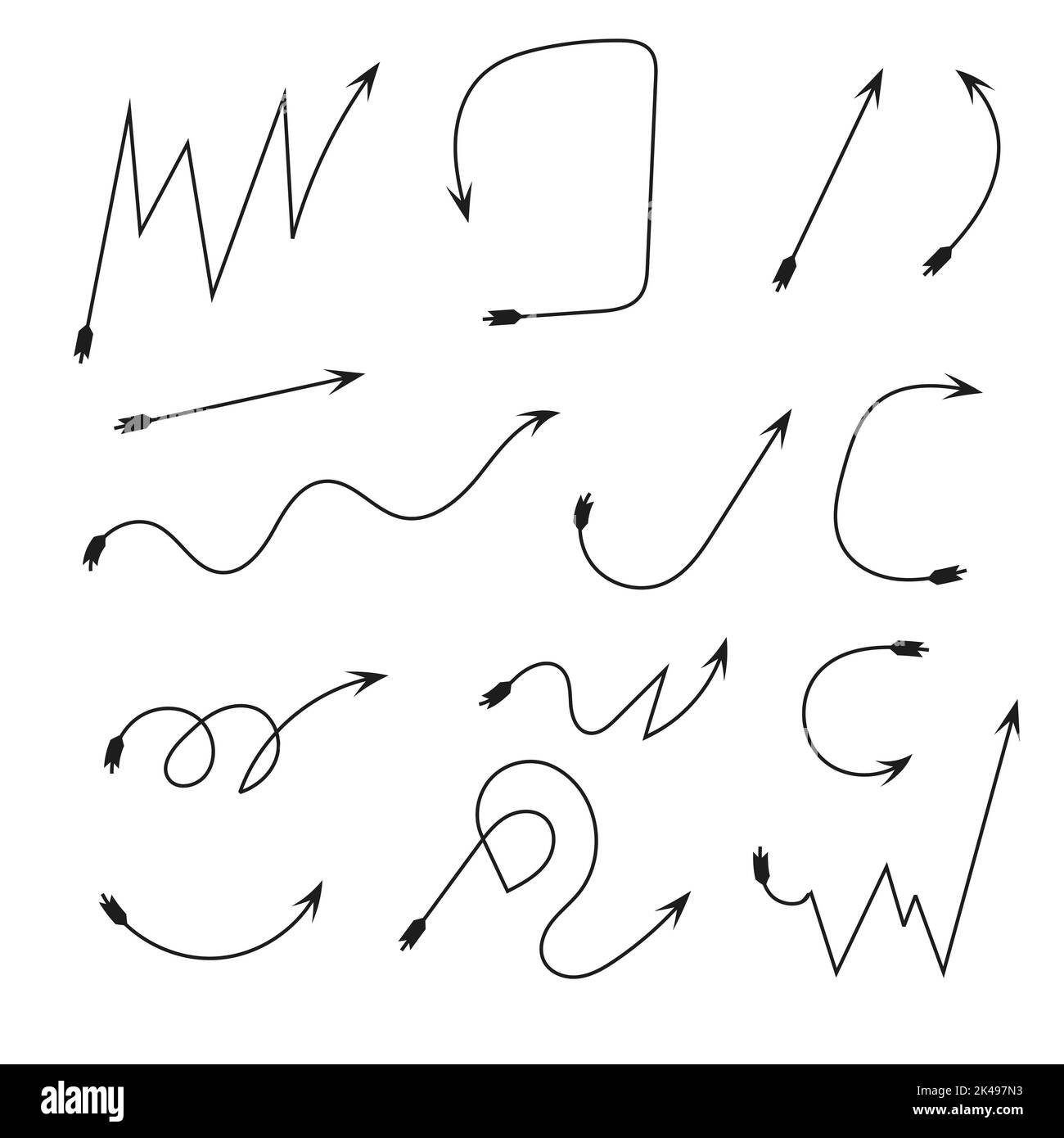 Various sketchy Doodle Arrows. Hand drawn simple symbols. Freehand ...