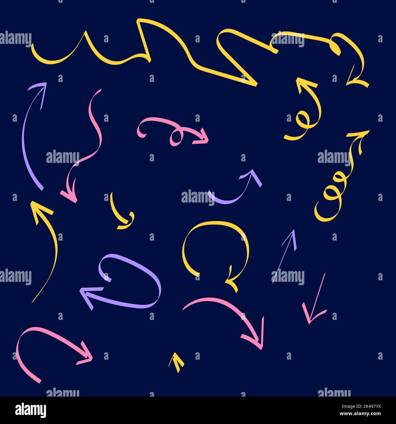 Arrows colorful set. Colored set of sketchy arrow. Grunge texture. For ...