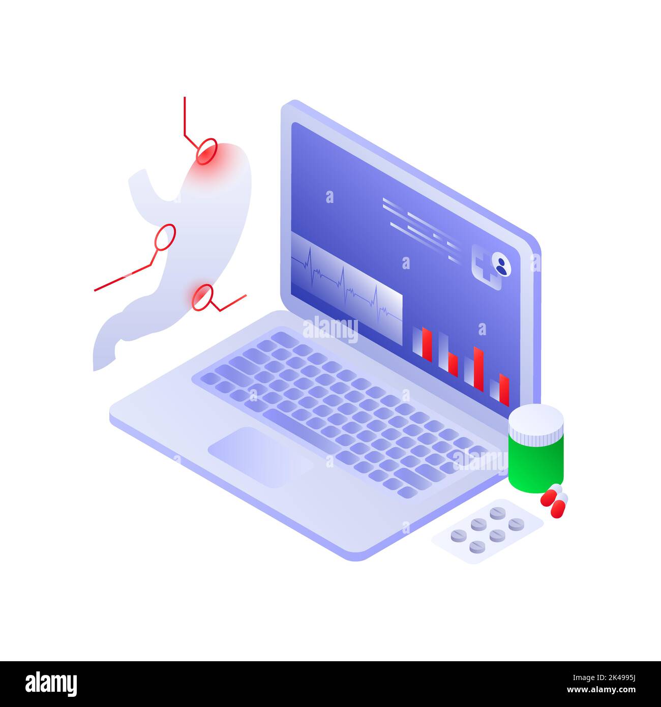 Medical Diagnosis Online Illustration. Test Results. White Template. Vector illustration Stock
