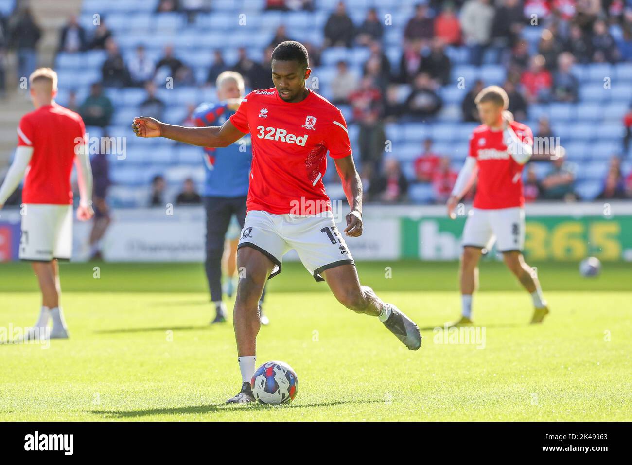 Coventry, UK. 1st October 2022Middlesbrough's Anfernee Dijksteel warms up before the Sky Bet Championship match between Coventry City and Middlesbrough at the Coventry Building Society Arena, Coventry on Saturday 1st October 2022. (Credit: John Cripps | MI News) Credit: MI News & Sport /Alamy Live News Stock Photo