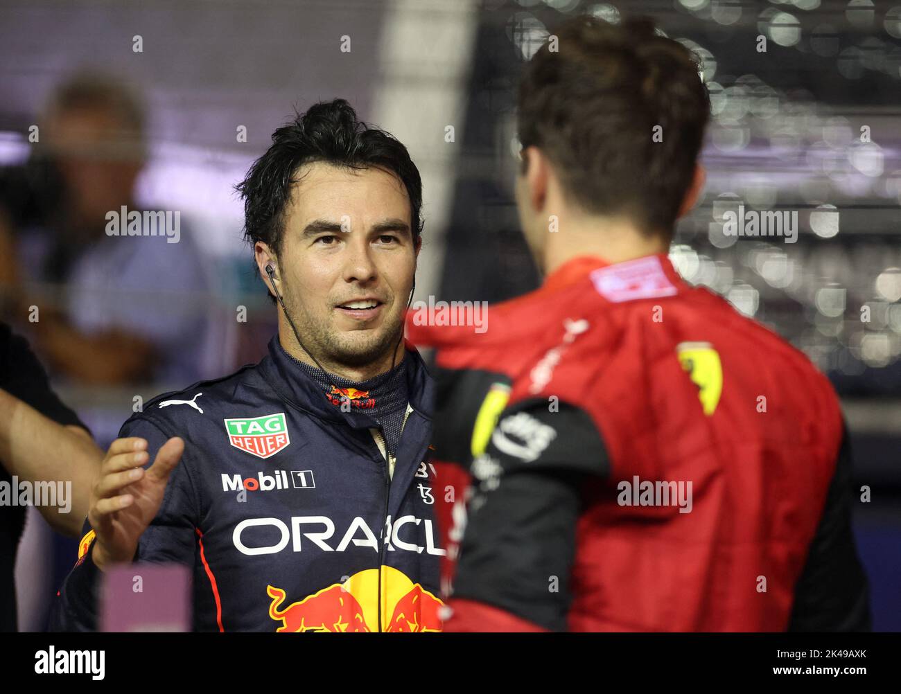 Formula One F1 - Singapore Grand Prix - Marina Bay Street Circuit, Singapore - October 1, 2022 Red Bull's Sergio Perez after qualifying in second place REUTERS/Edgar Su Stock Photo