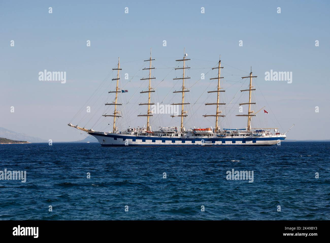 Royal Clipper anchored off Krk Island,Croatia,Europe. Stock Photo