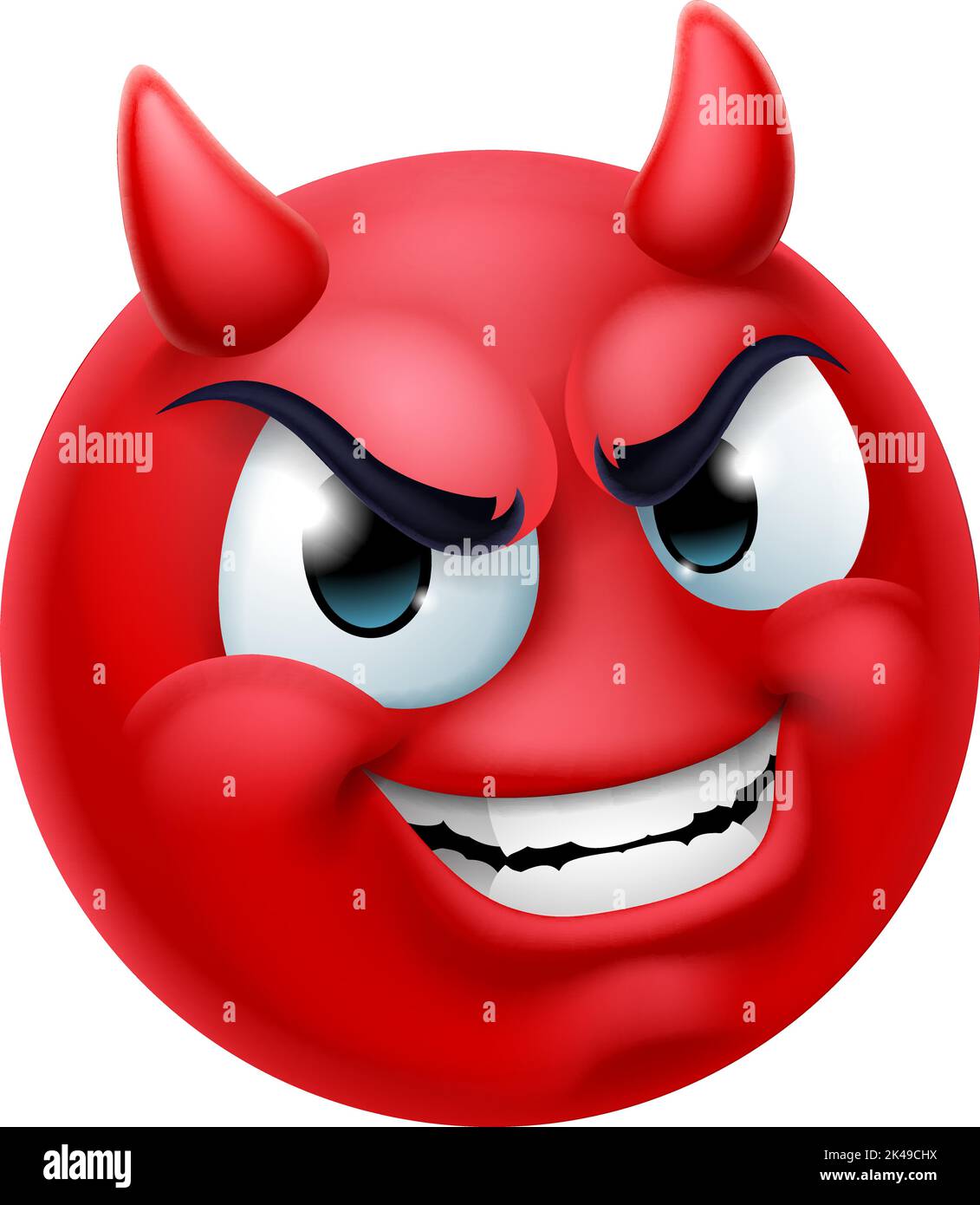 Devil Emoji Emoticon Man Face Cartoon Icon Mascot Stock Vector