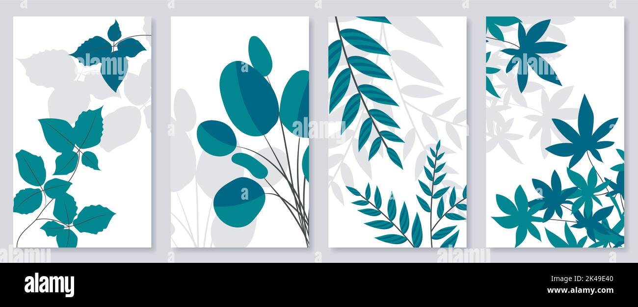 Abstract botanical wall art set. Vector illustration in scandinavian ...