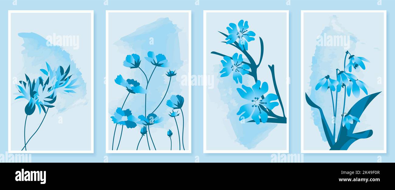 Abstract botanical wall art set. Vector illustration in scandinavian ...